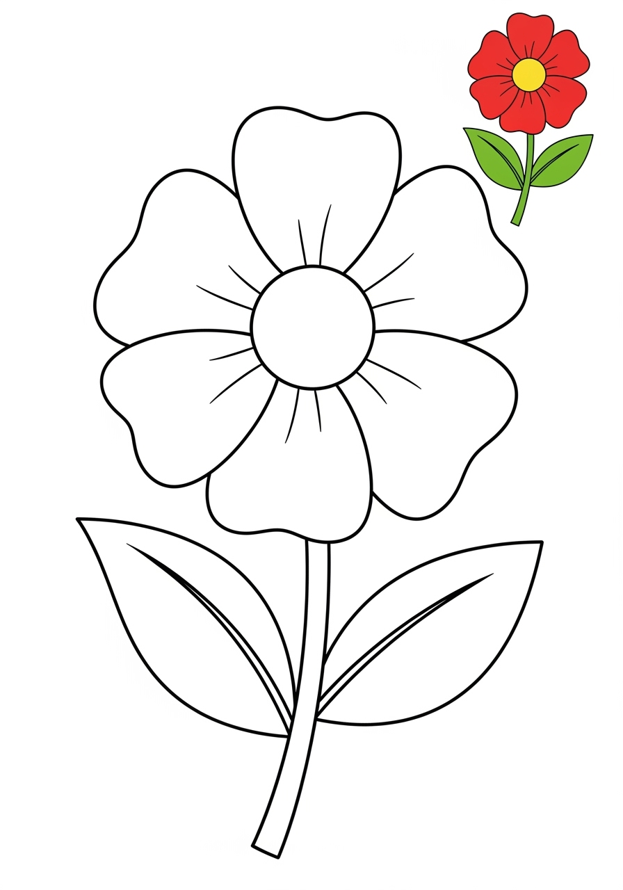 easy nature and scenery Plants & Trees flower kids coloring page 0