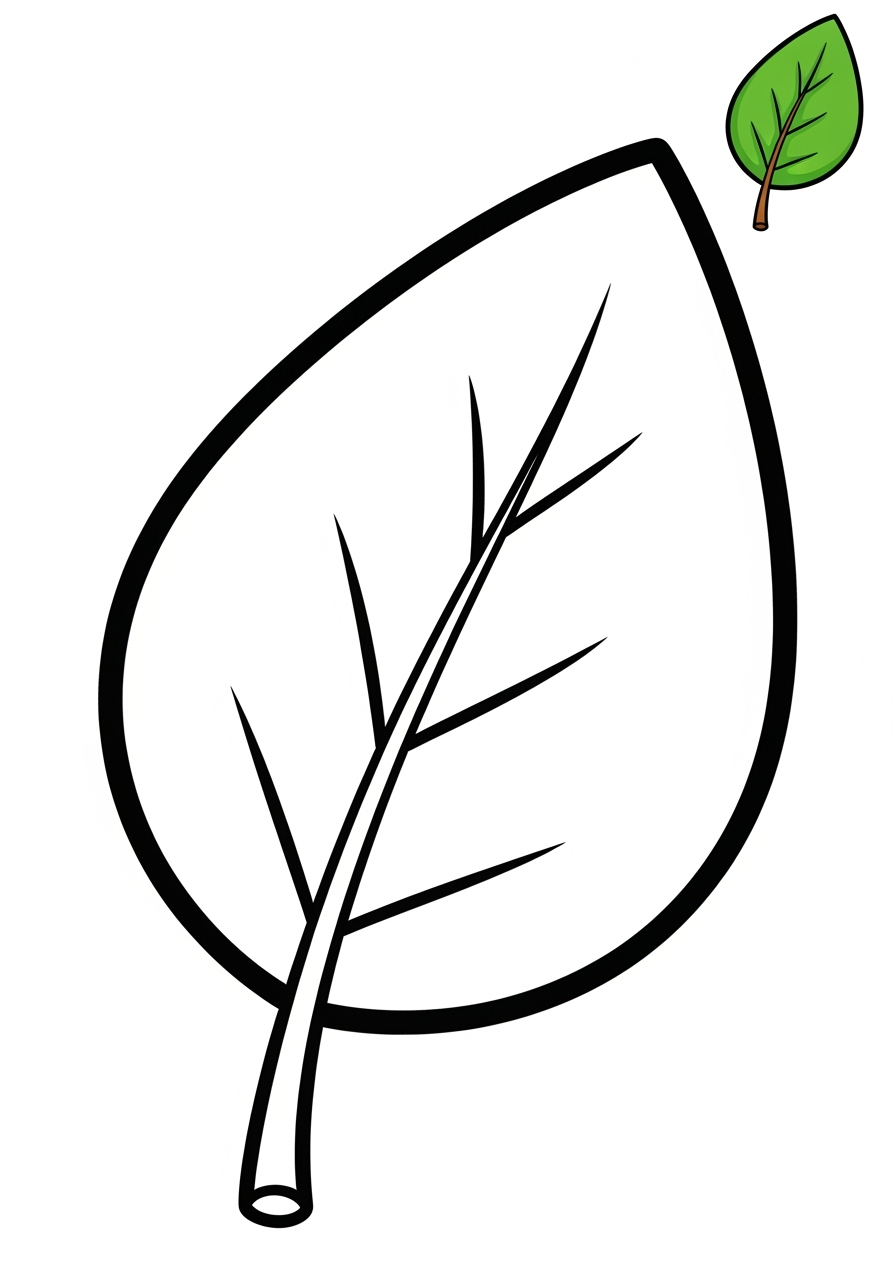 easy nature and scenery Plants & Trees leaf kids coloring page 0