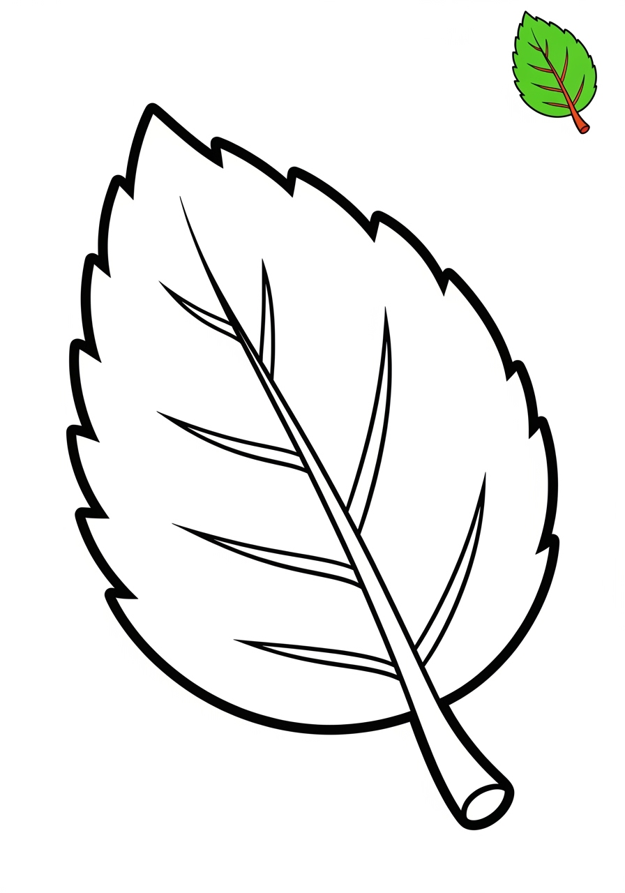 easy nature and scenery Plants & Trees leaf kids coloring page 1