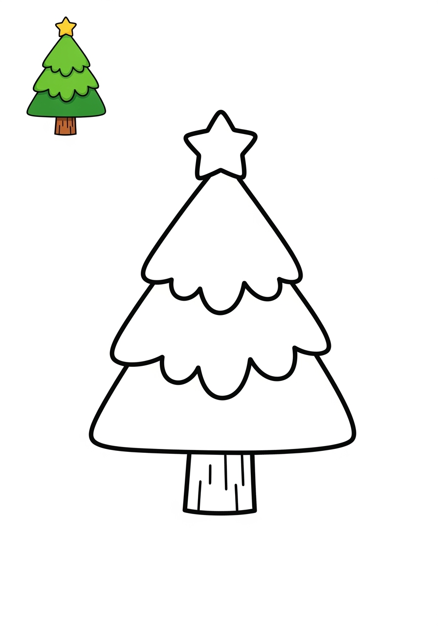 easy nature and scenery Plants & Trees pine tree kids coloring page 1