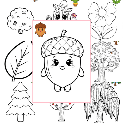 Easy Nature and Scenery Plants & Trees Coloring Sheets Collections Thumbnail