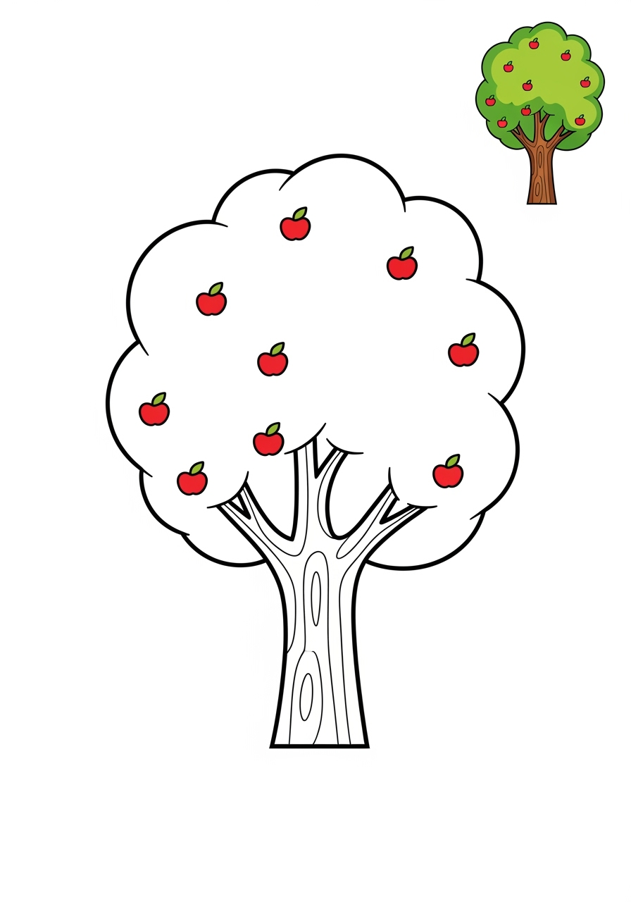 easy nature and scenery Plants & Trees tree kids coloring page 0