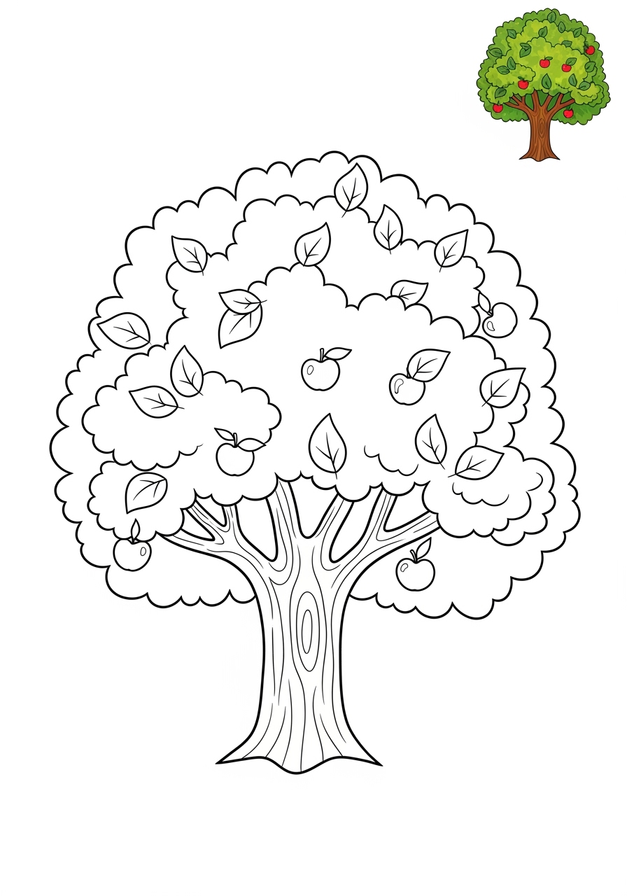 easy nature and scenery Plants & Trees tree kids coloring page 1