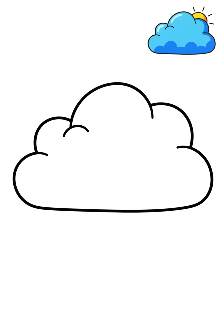 easy nature and scenery Weather & Sky cloud kids coloring page 0