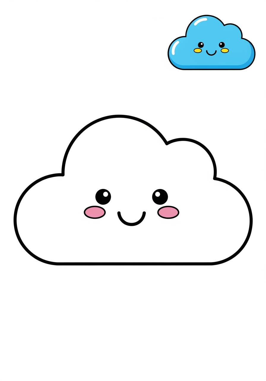 easy nature and scenery Weather & Sky cloud kids coloring page 1