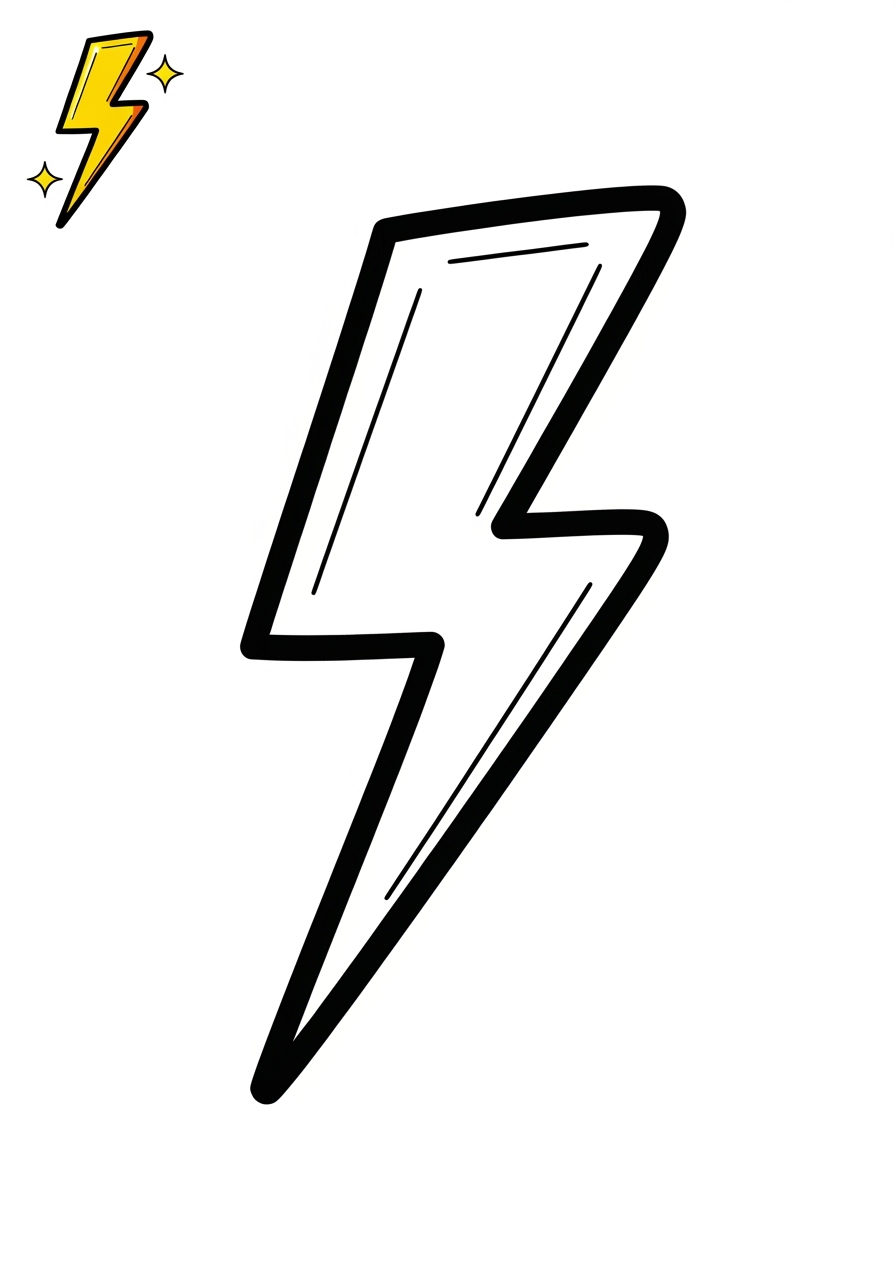 easy nature and scenery Weather & Sky lightning kids coloring page 0