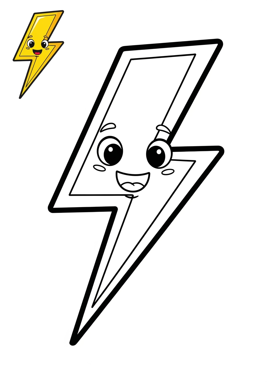easy nature and scenery Weather & Sky lightning kids coloring page 1