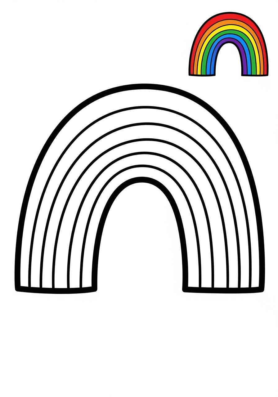 easy nature and scenery Weather & Sky rainbow kids coloring page 0