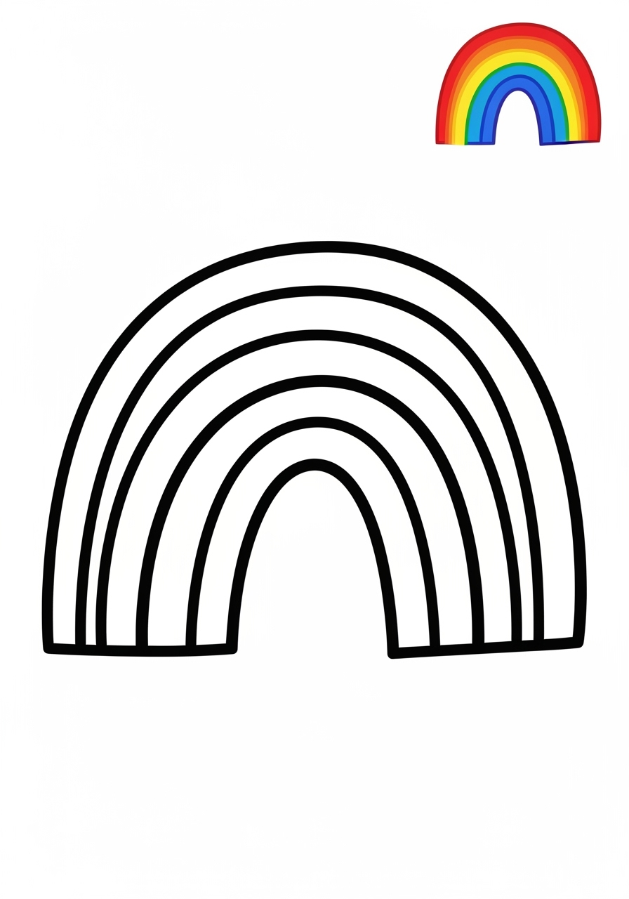 easy nature and scenery Weather & Sky rainbow kids coloring page 1