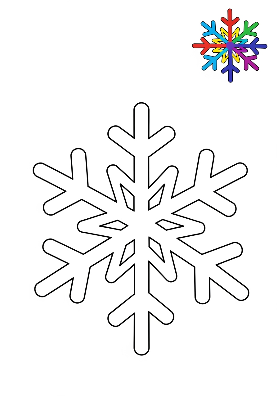 easy nature and scenery Weather & Sky snowflake kids coloring page 0