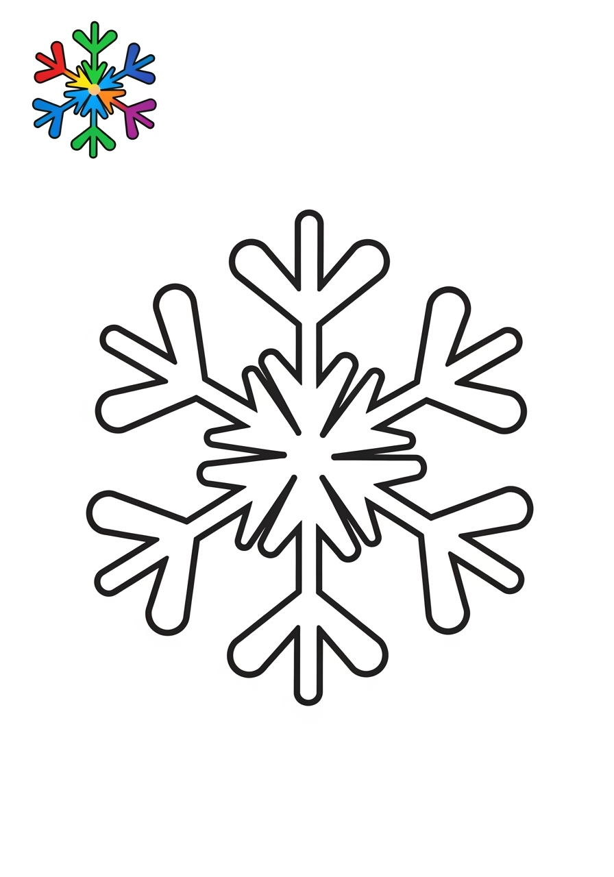 easy nature and scenery Weather & Sky snowflake kids coloring page 1