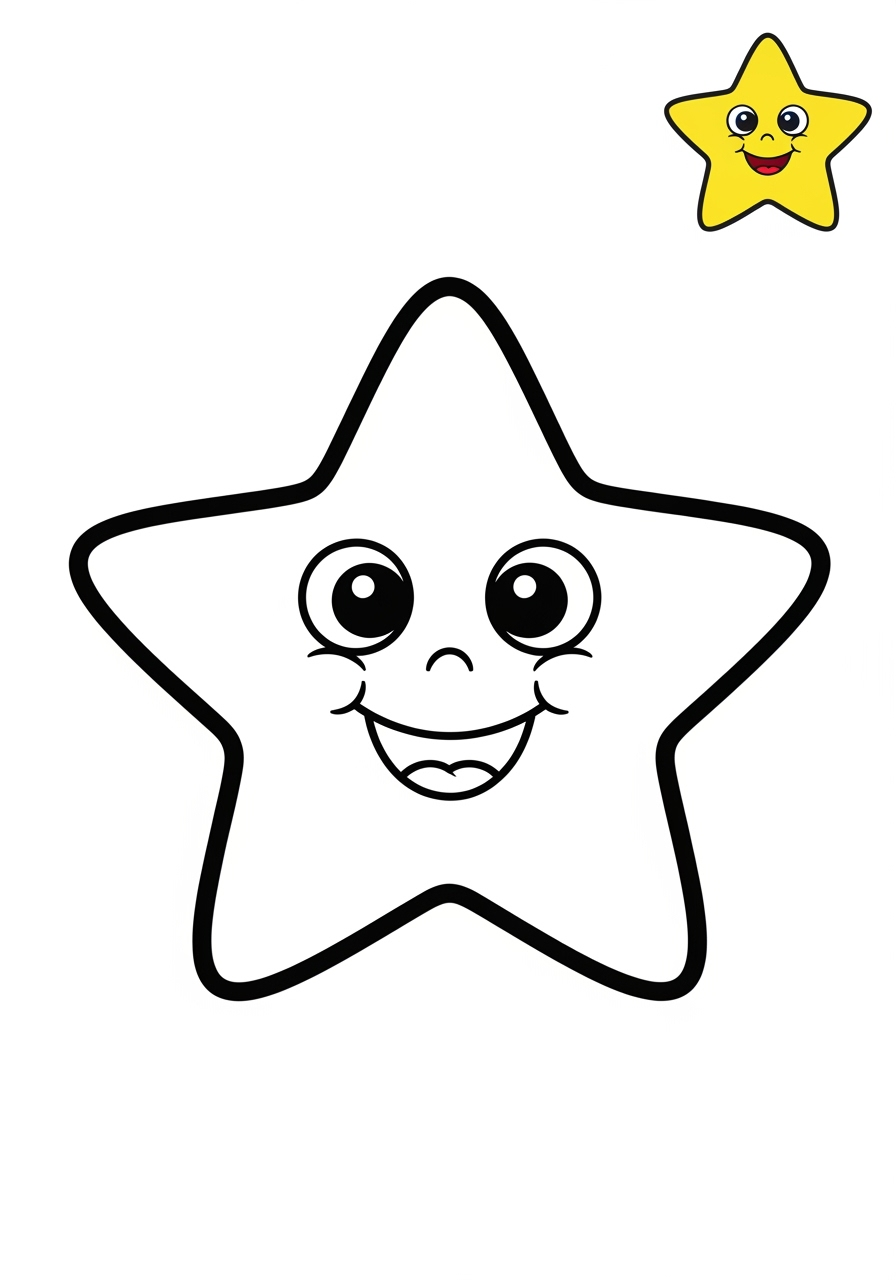 easy nature and scenery Weather & Sky star kids coloring page 0