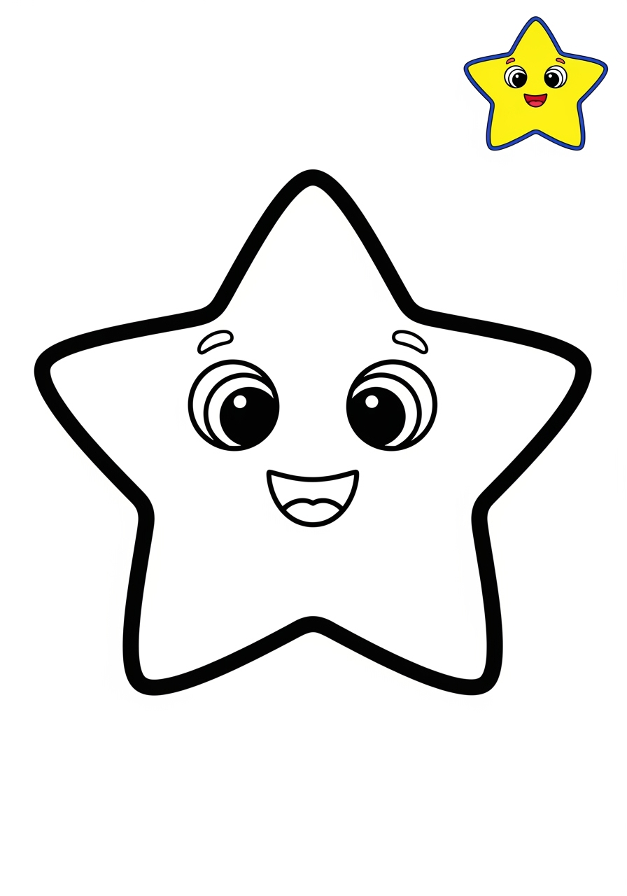 easy nature and scenery Weather & Sky star kids coloring page 1