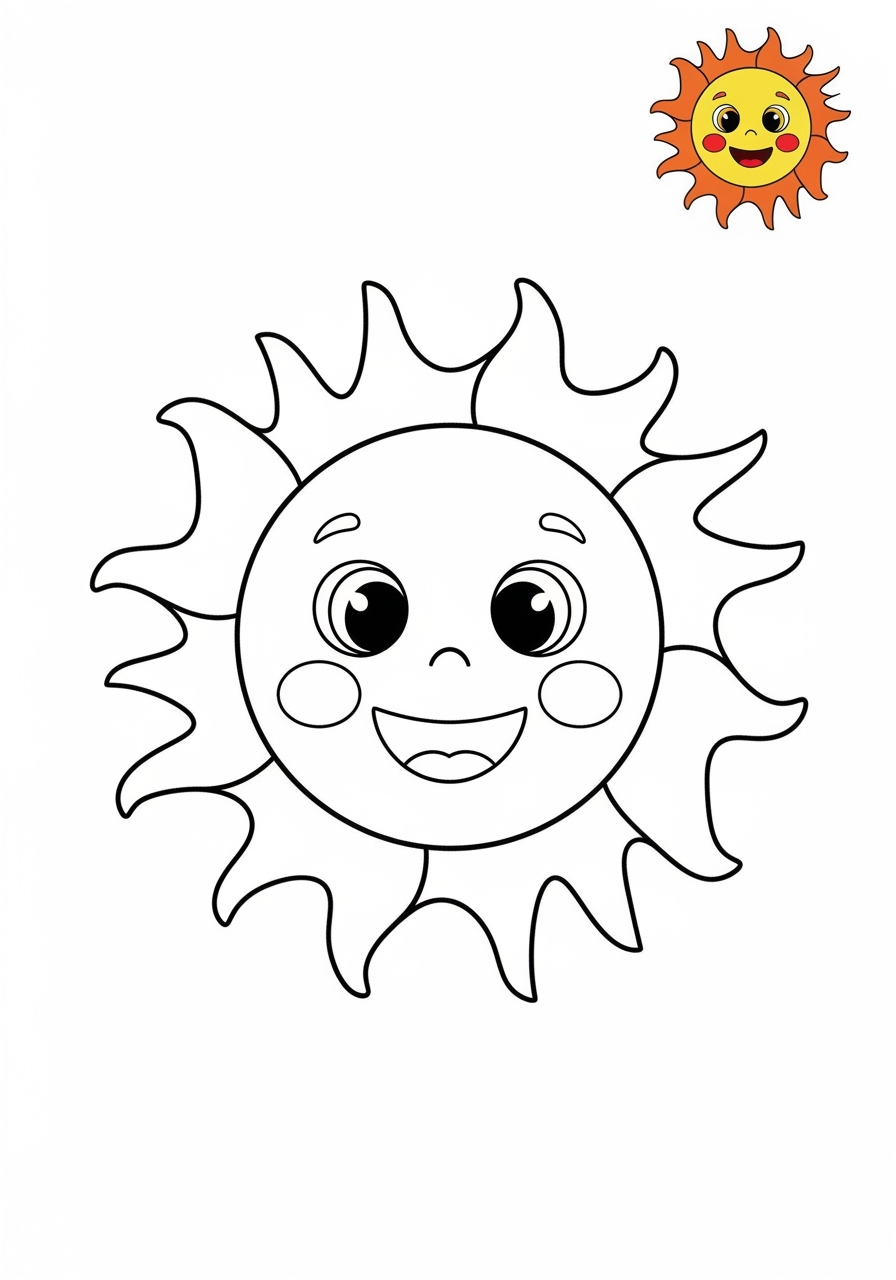 easy nature and scenery Weather & Sky sun kids coloring page 0