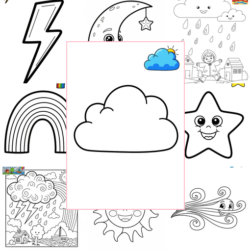 Easy Nature and Scenery Weather & Sky Coloring Sheets Collections Thumbnail
