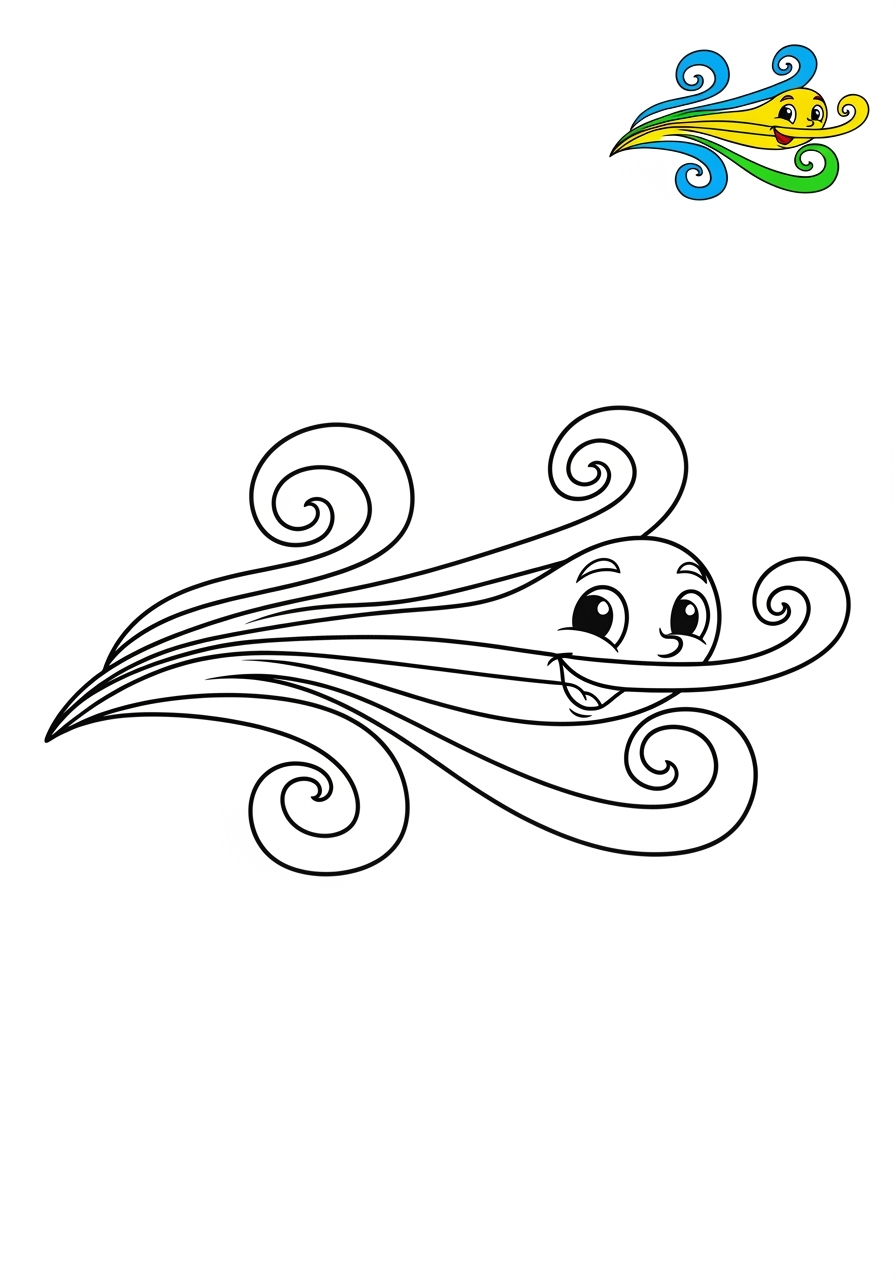 easy nature and scenery Weather & Sky wind kids coloring page 0