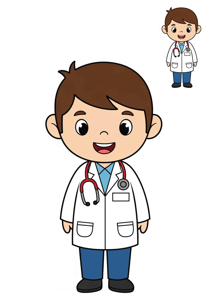 easy people and professions Community Helpers doctor kids coloring page 0