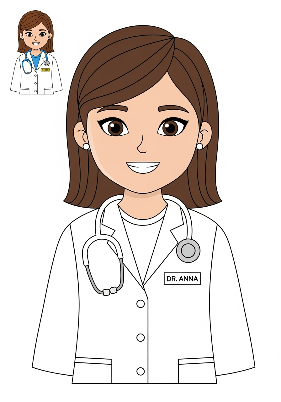 easy people and professions Community Helpers doctor kids coloring page 1