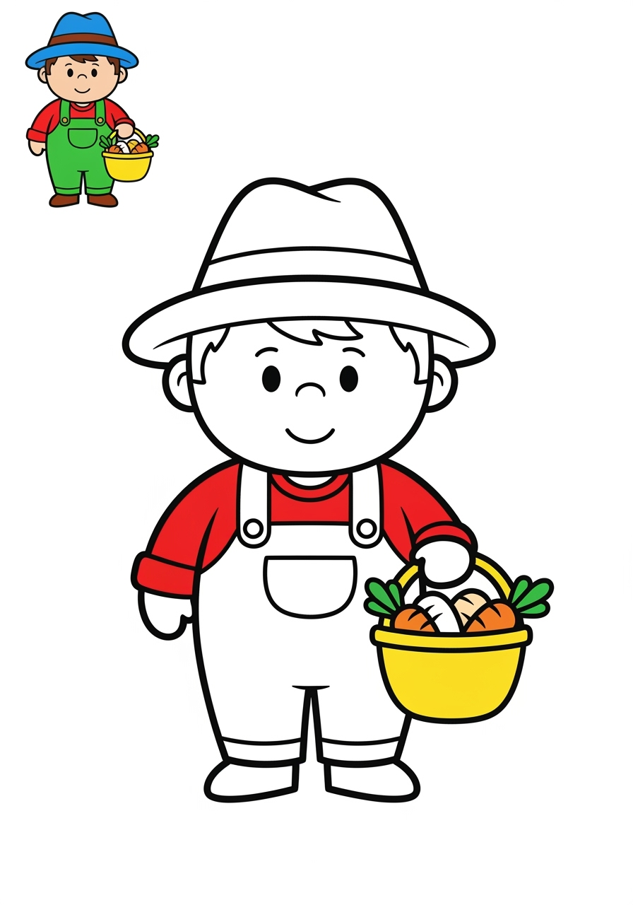 easy people and professions Community Helpers farmer kids coloring page 0