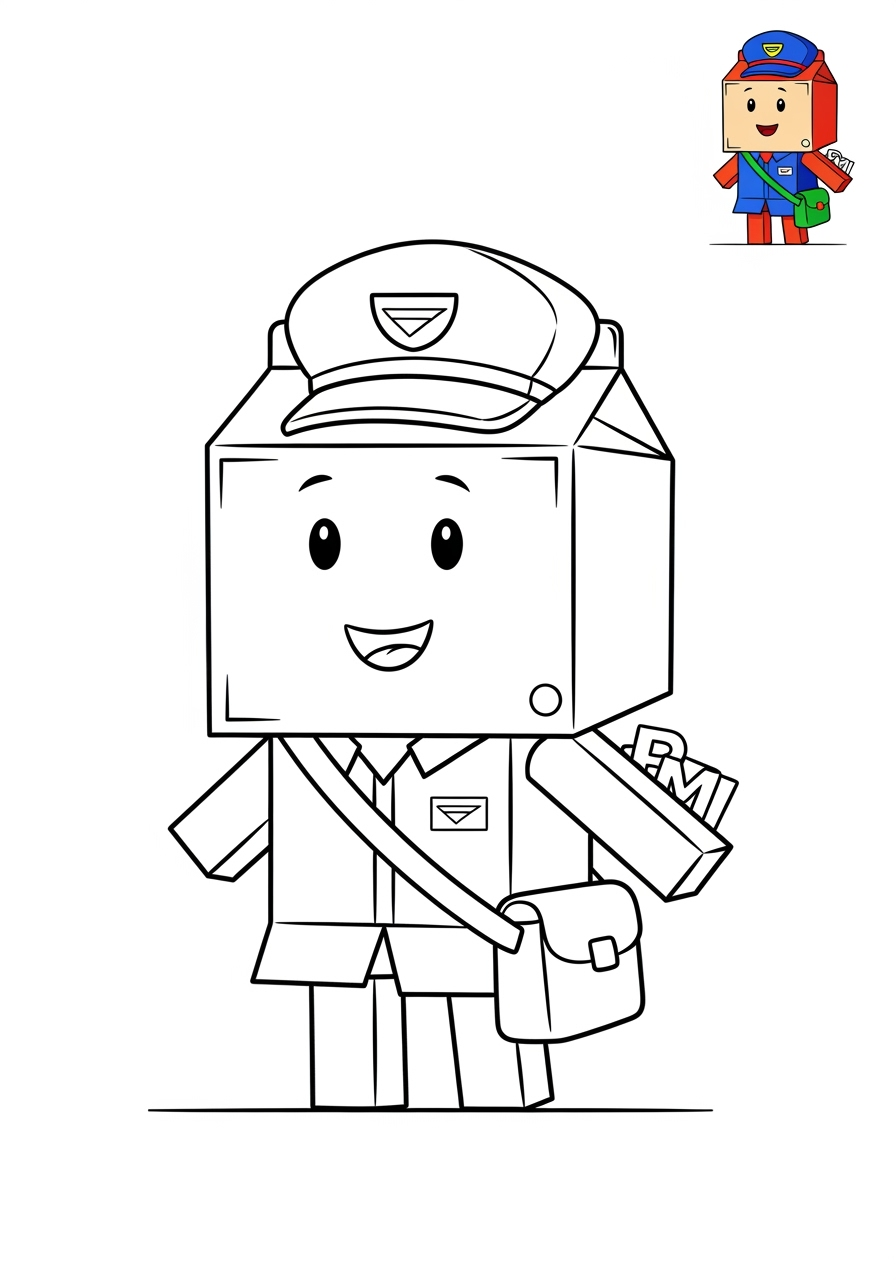 easy people and professions Community Helpers mail carrier kids coloring page 0
