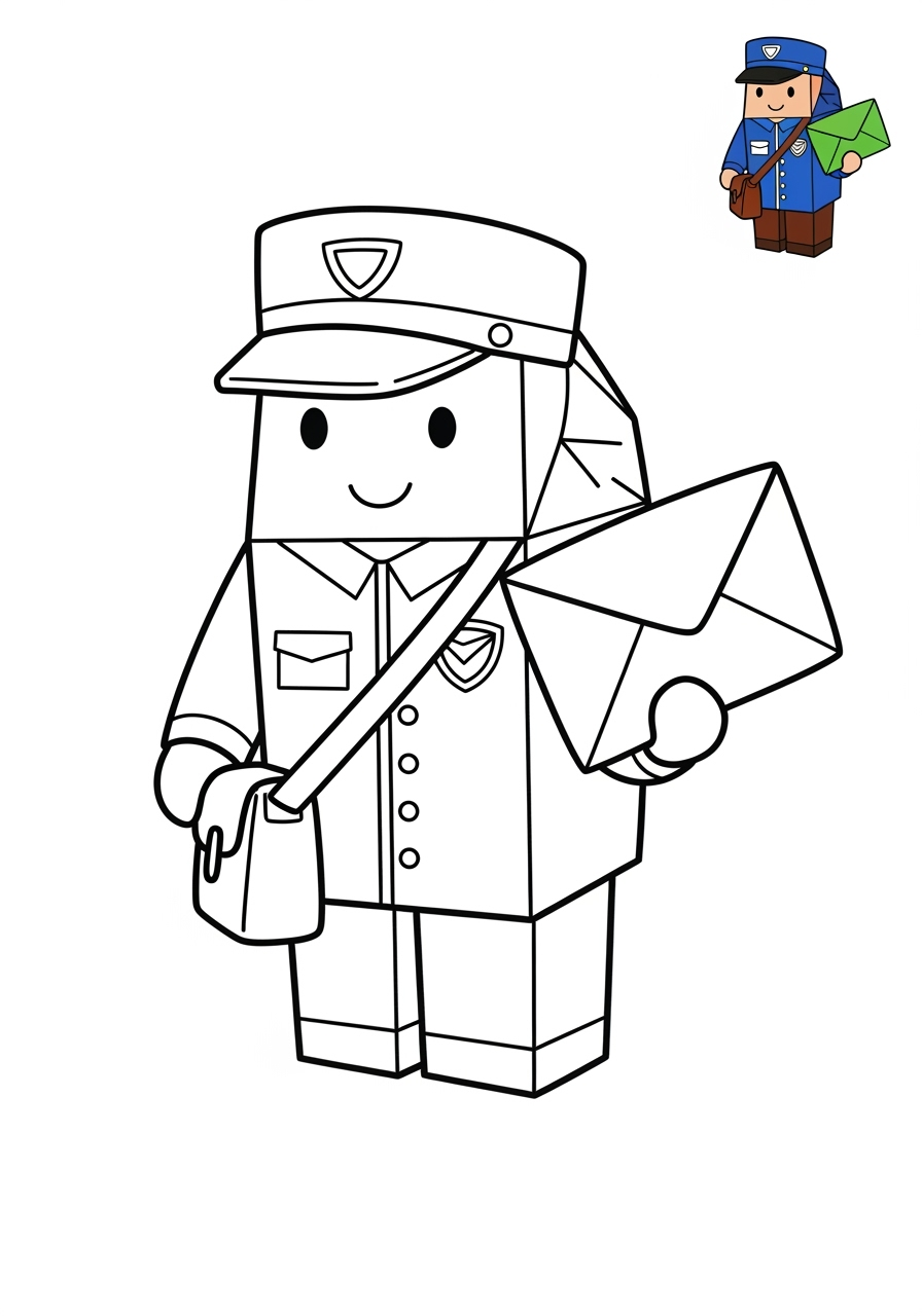 easy people and professions Community Helpers mail carrier kids coloring page 1