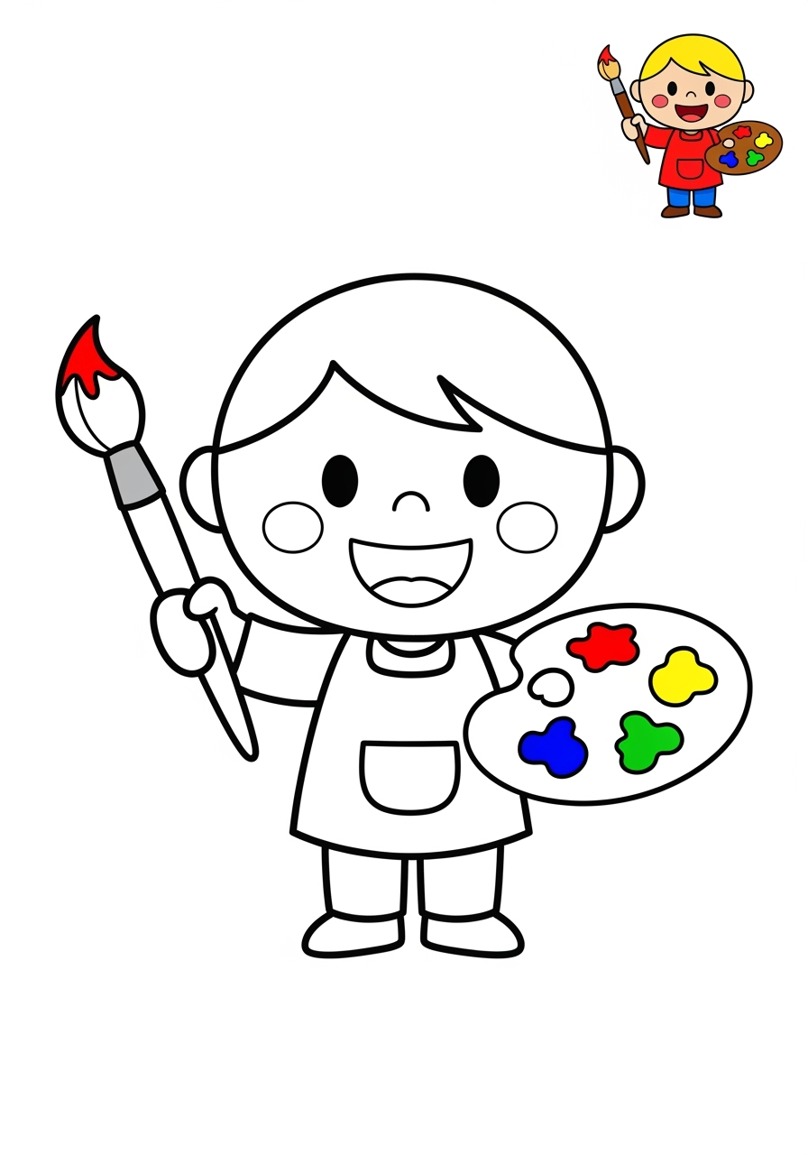 easy people and professions Artistes & Interprètes artist kids coloring page 0