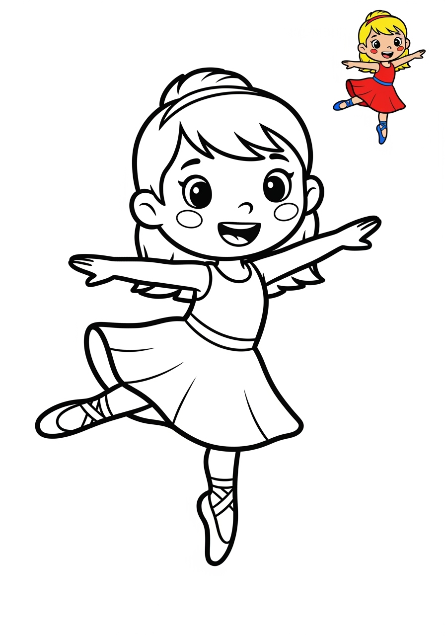 easy people and professions Artistes & Interprètes dancer kids coloring page 1