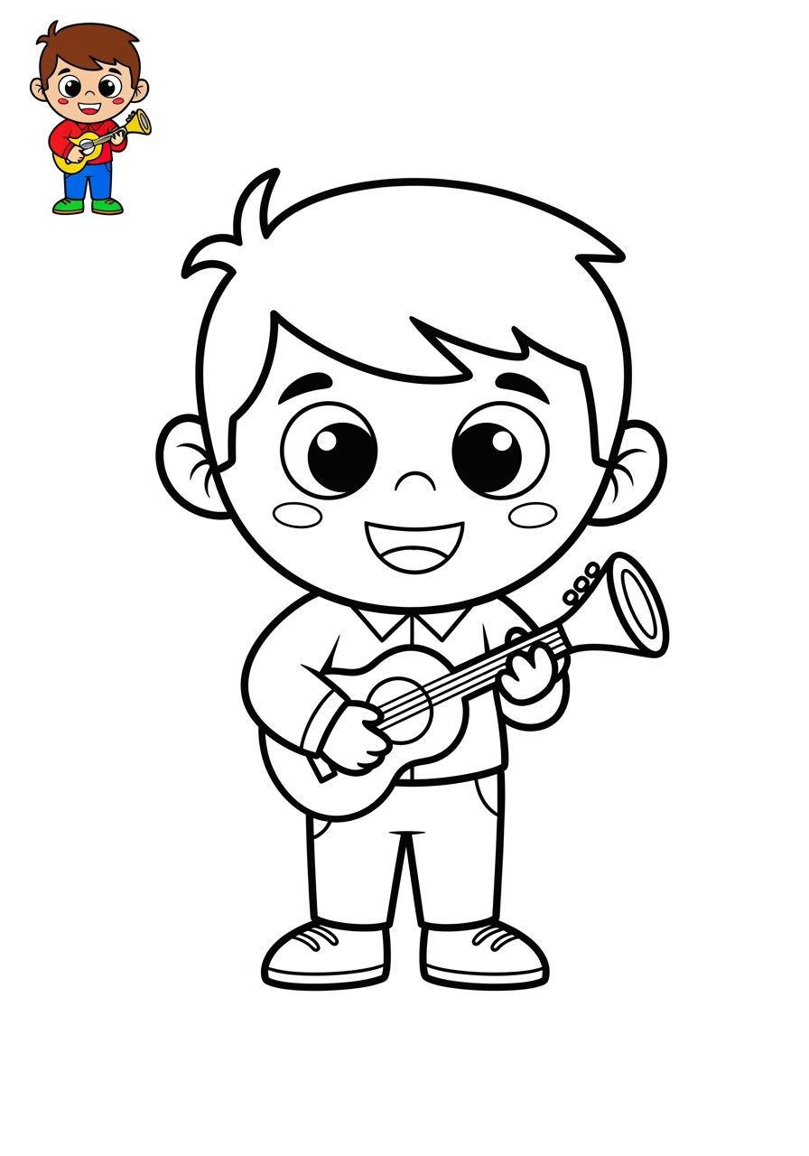 easy people and professions Artistes & Interprètes musician kids coloring page 0