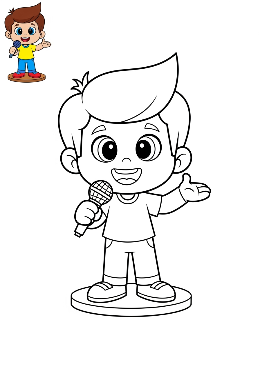 easy people and professions Artistes & Interprètes singer kids coloring page 0