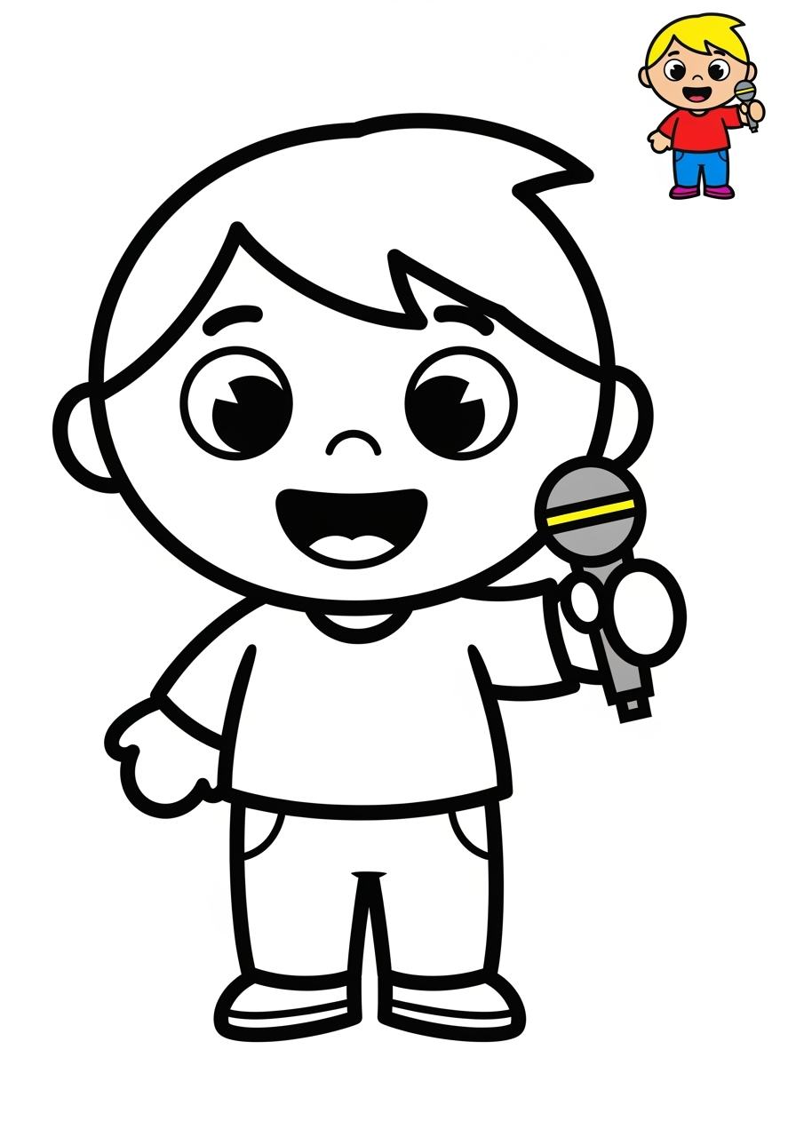 easy people and professions Artistes & Interprètes singer kids coloring page 1