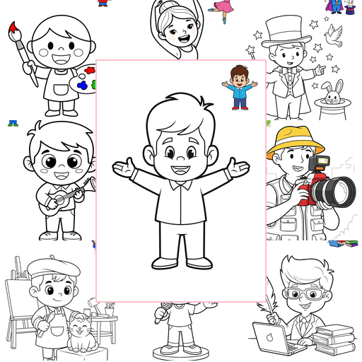 Easy People and Professions Artists & Performers Coloring Sheets Collections Thumbnail