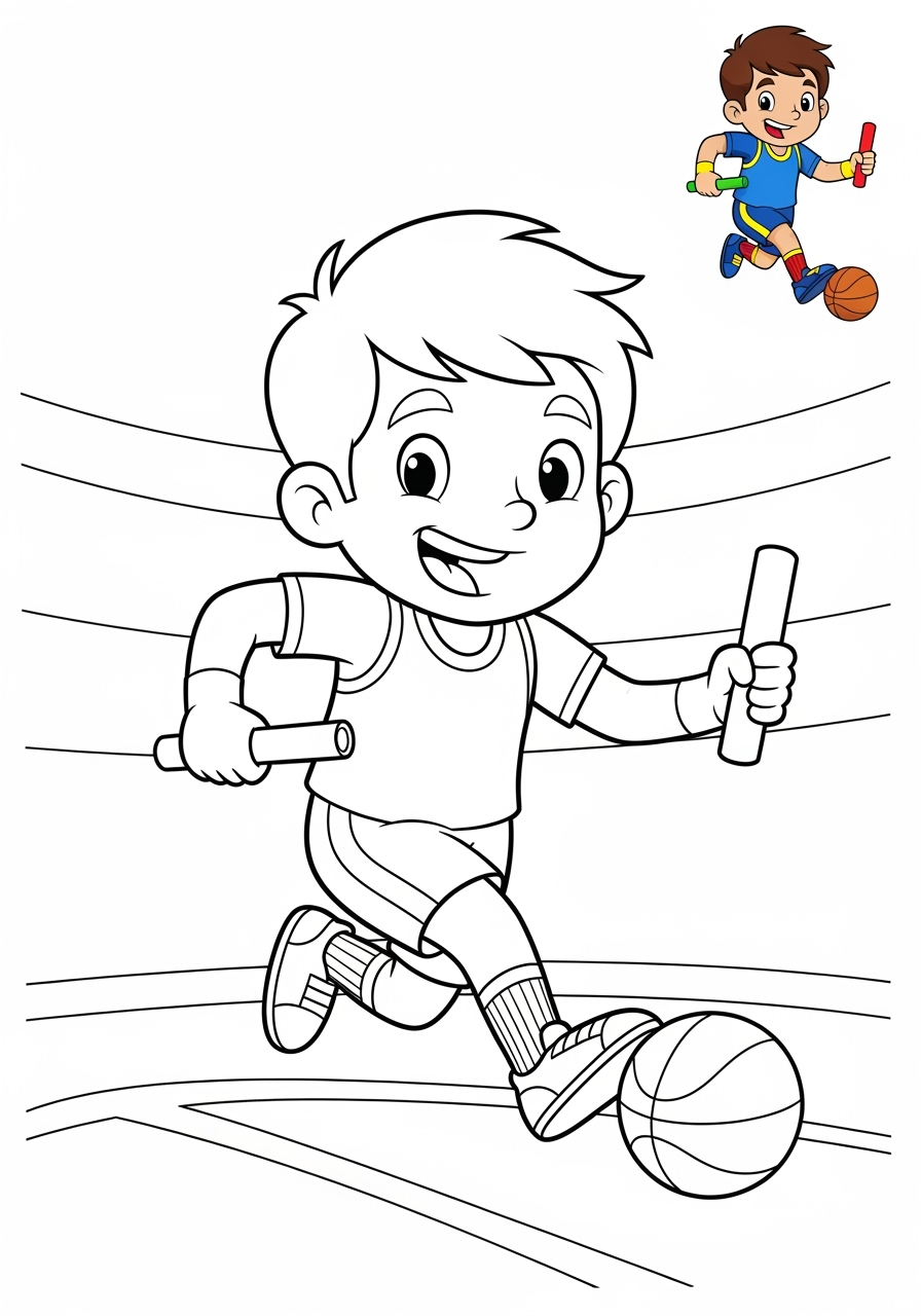 easy people and professions Sports & Athletes athlete kids coloring page 0