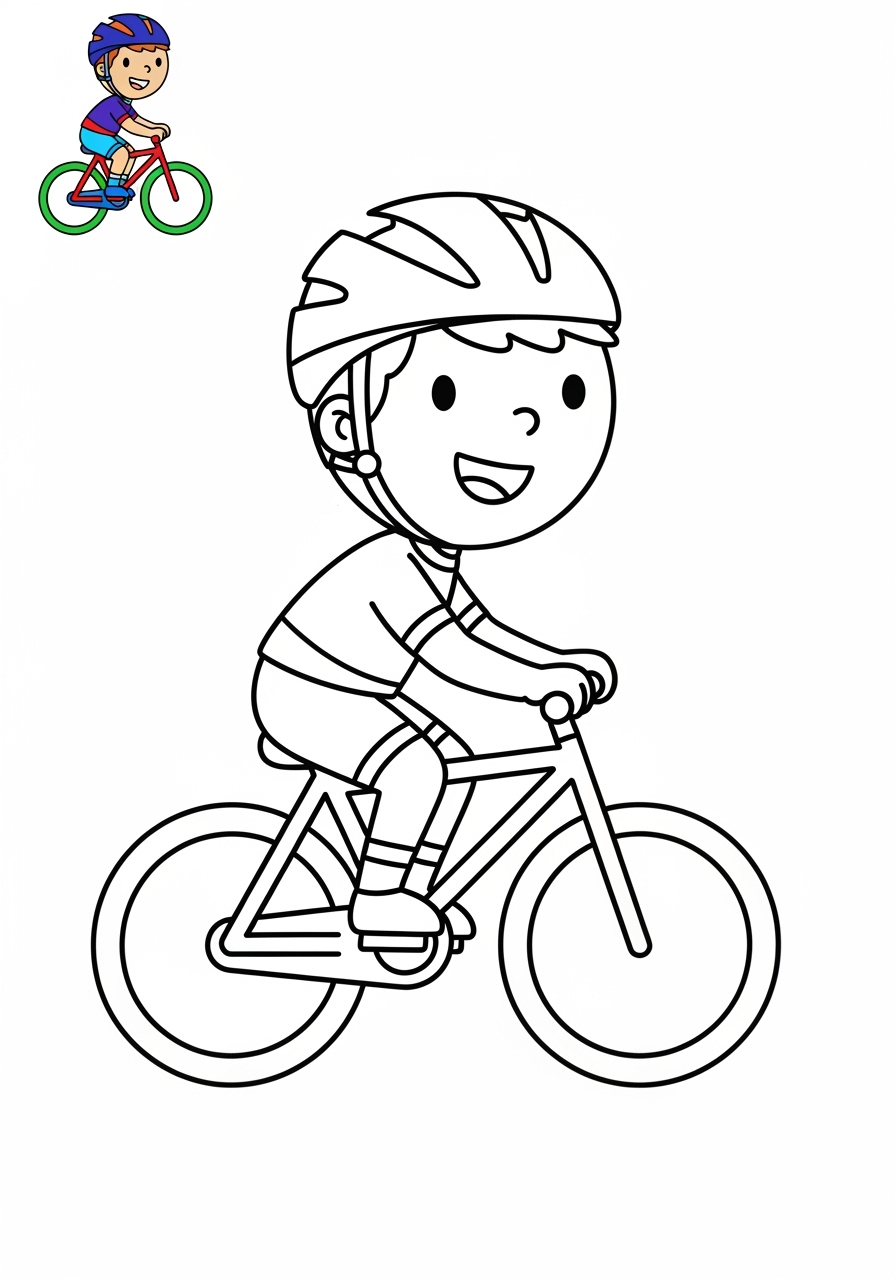 easy people and professions Sports & Athletes cyclist kids coloring page 0