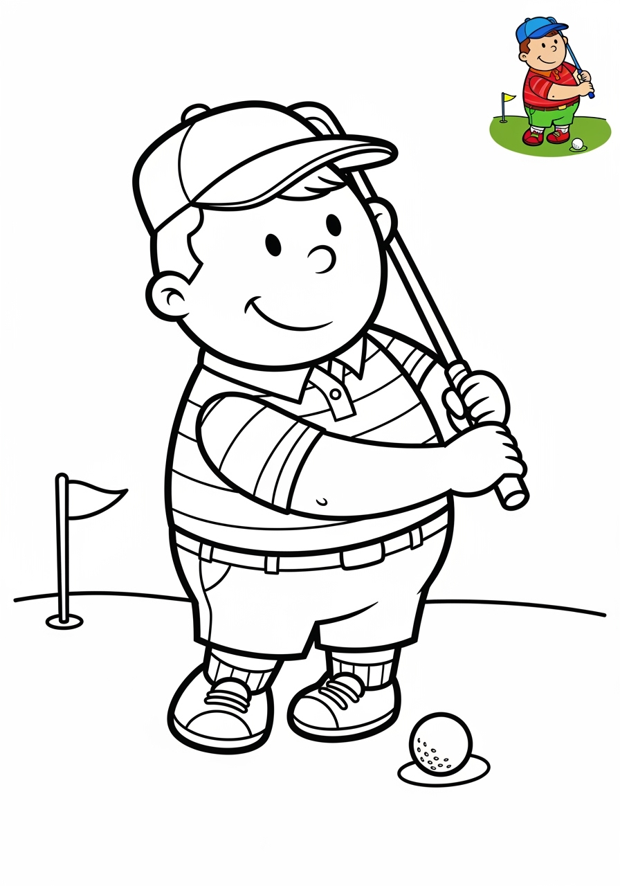 easy people and professions Sports & Athletes golfer kids coloring page 0
