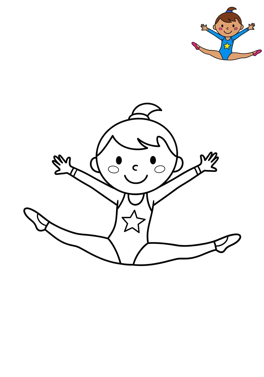 easy people and professions Sports & Athletes gymnast kids coloring page 0