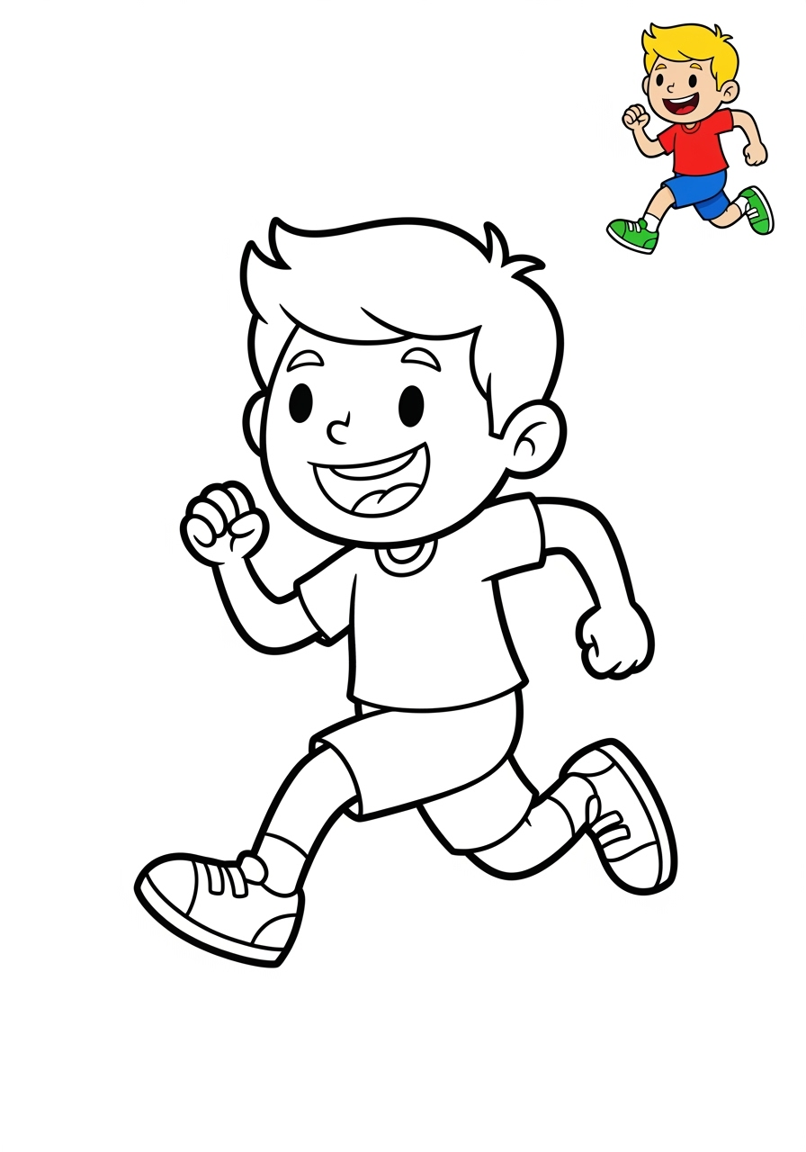 easy people and professions Sports & Athletes runner kids coloring page 0