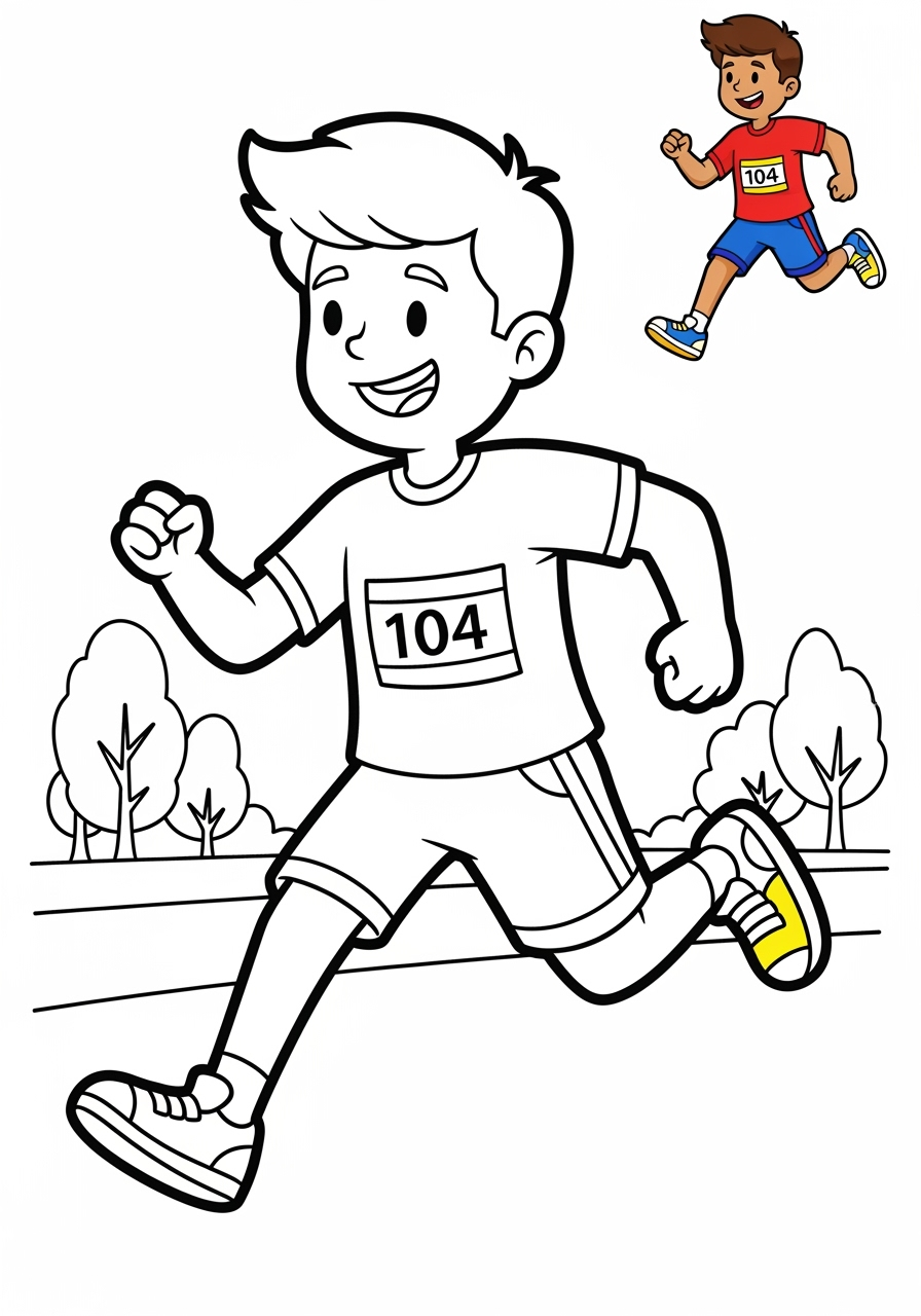easy people and professions Sports & Athletes runner kids coloring page 1