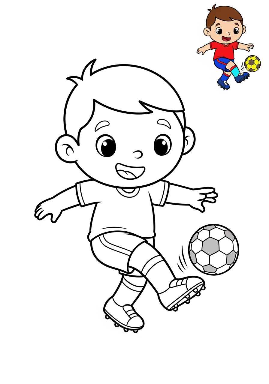 easy people and professions Sports & Athletes soccer player kids coloring page 0