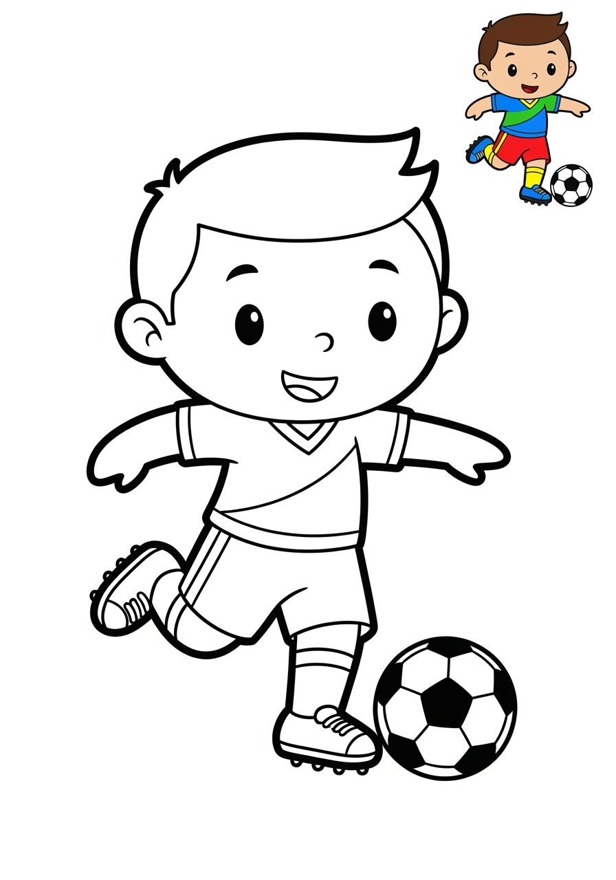 easy people and professions Sports & Athletes soccer player kids coloring page 1