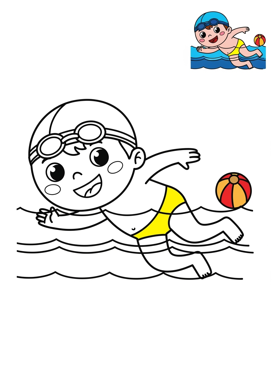 easy people and professions Sports & Athletes swimmer kids coloring page 0