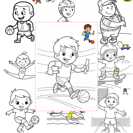 Easy People and Professions Sports & Athletes Coloring Sheets Collections Thumbnail