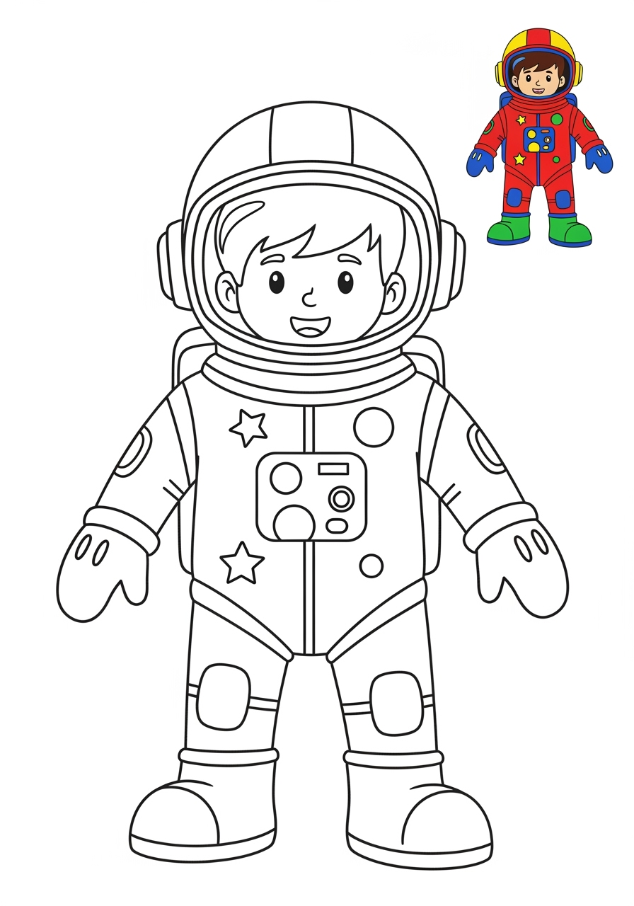 easy people and professions Other Professions astronaut kids coloring page 1