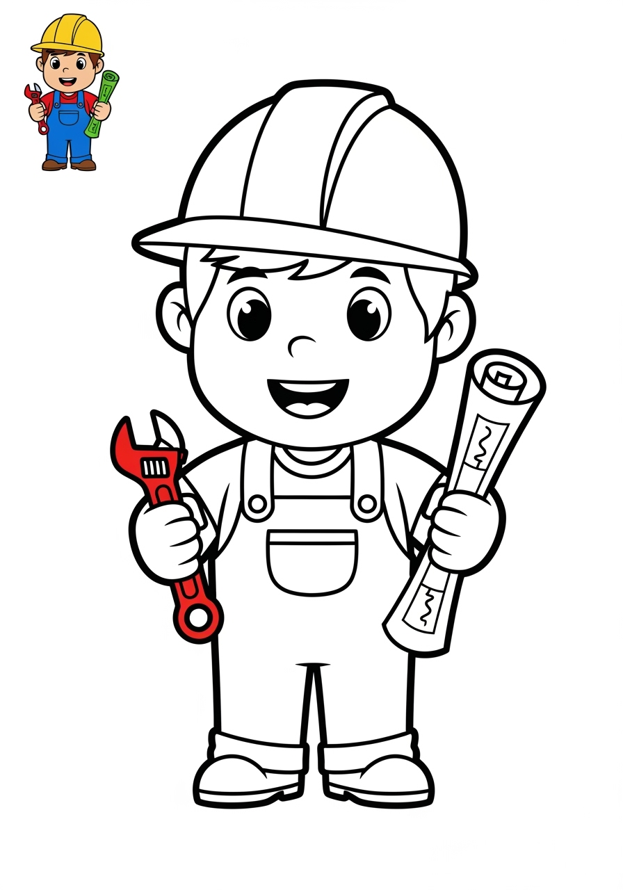 easy people and professions Other Professions engineer kids coloring page 0