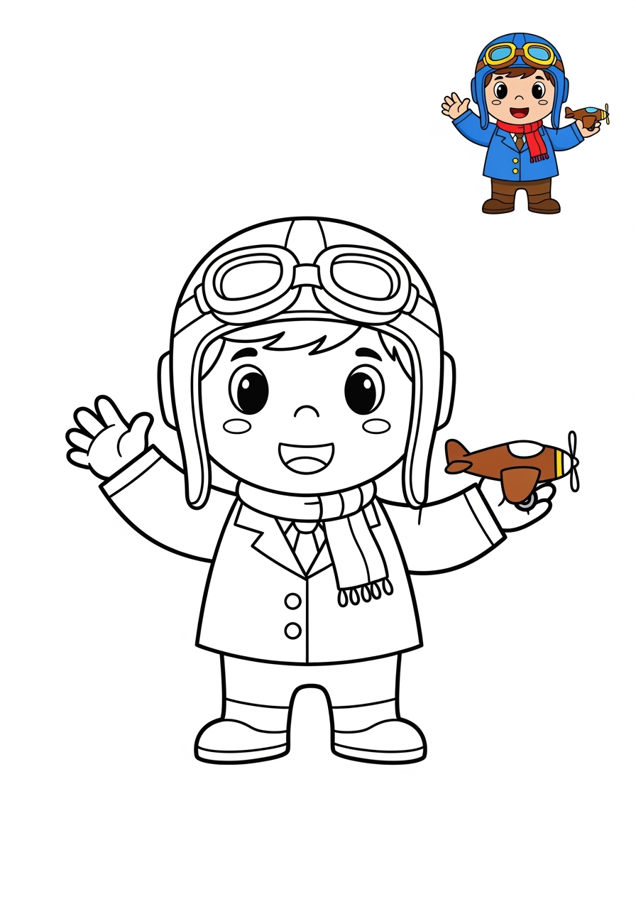 easy people and professions Other Professions pilot kids coloring page 0