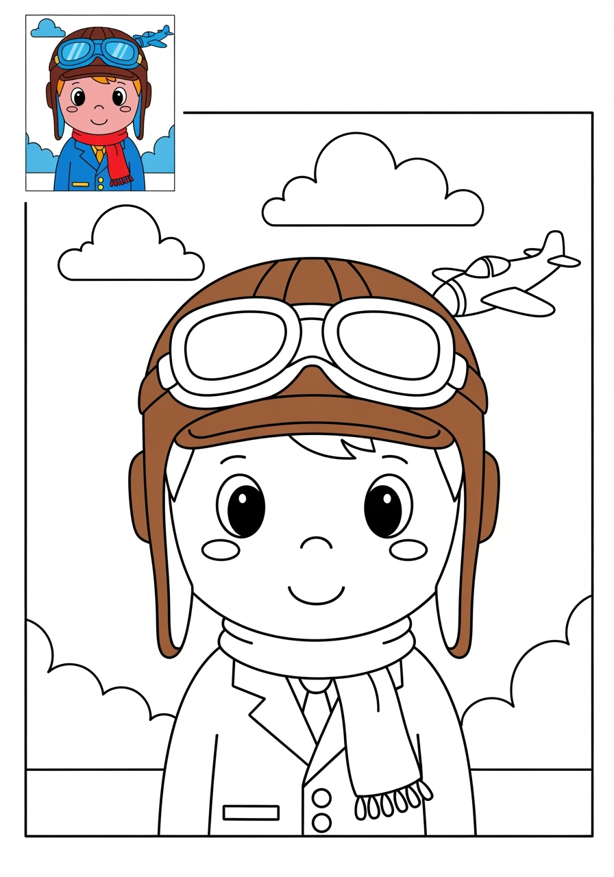 easy people and professions Other Professions pilot kids coloring page 1
