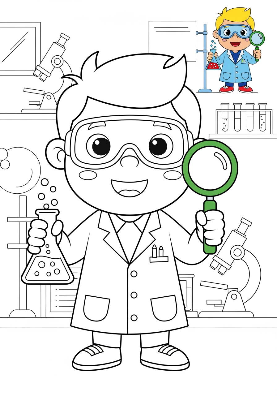 easy people and professions Other Professions scientist kids coloring page 0