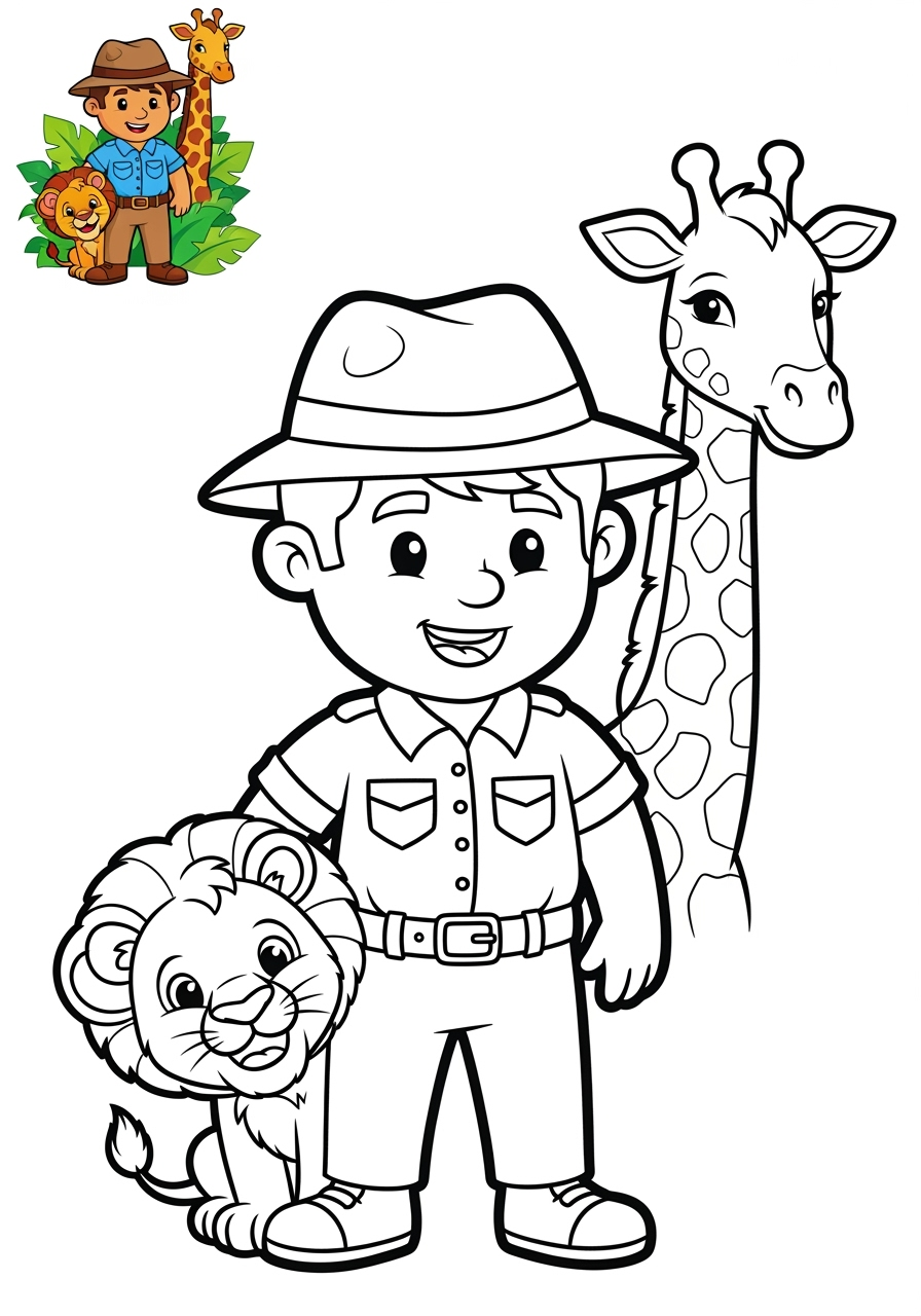 easy people and professions Other Professions zookeeper kids coloring page 0
