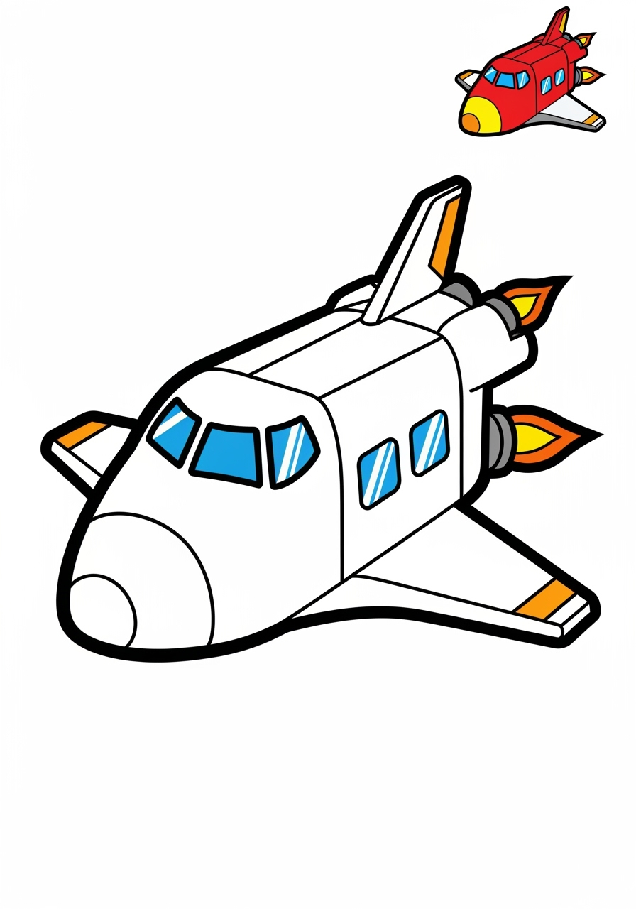 easy space and astronomy Spacecraft space shuttle kids coloring page 0