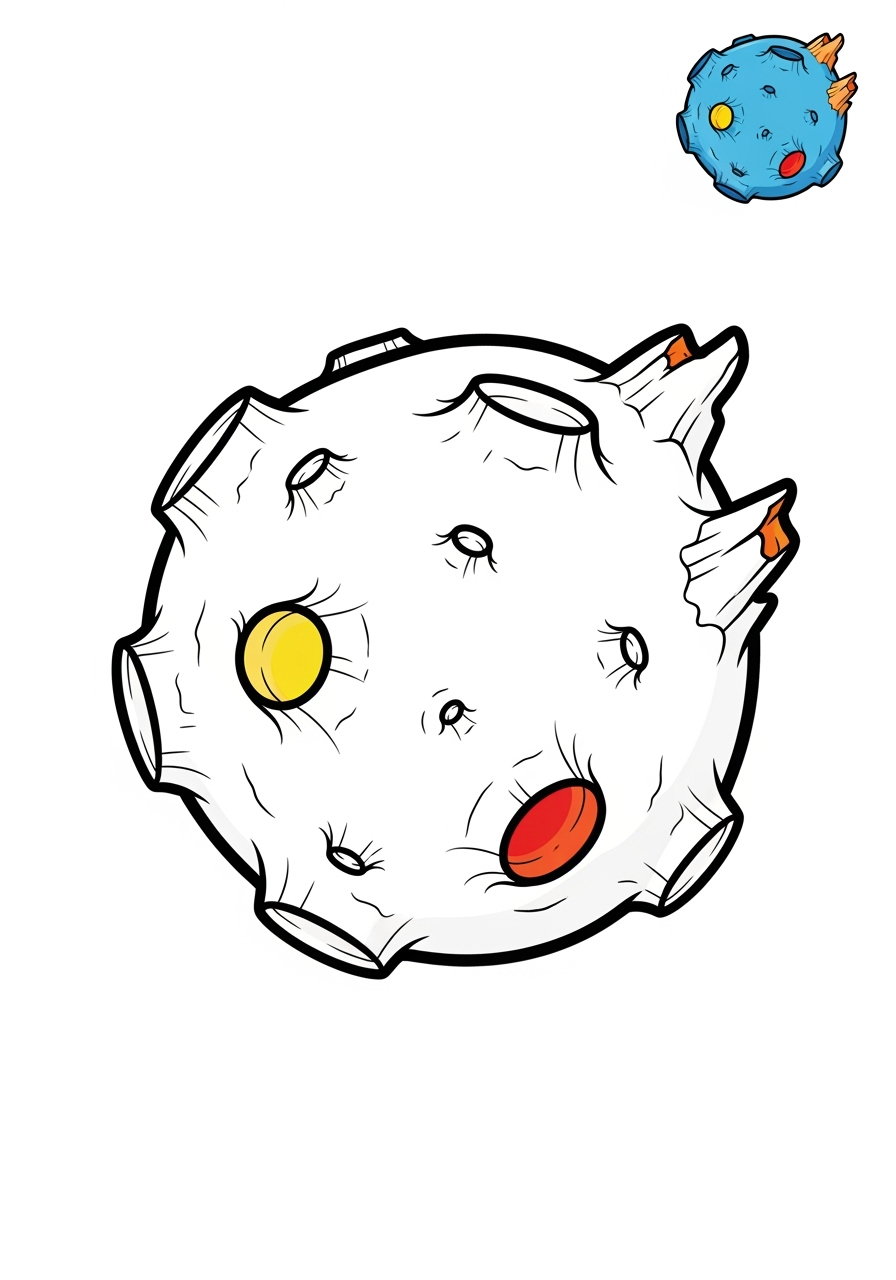 easy space and astronomy Celestial Bodies asteroid kids coloring page 1