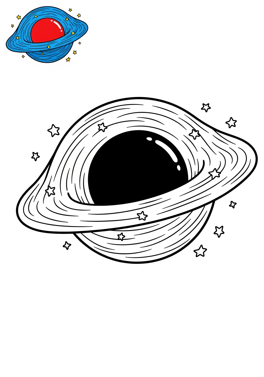 easy space and astronomy Celestial Bodies black hole kids coloring page 0